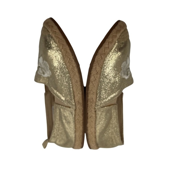 Gap Gold Embroidered Flower Slip-On Espadrille Flats Size 11 Toddler Girl - Picture 5 of 7